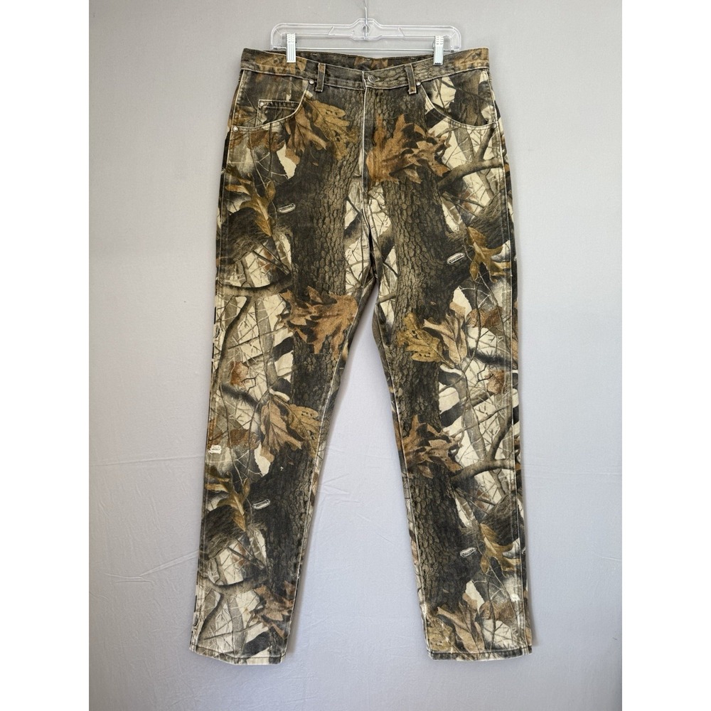 Wrangler Realtree Camo Pants Mens 36x34 Straight Leg Hunting Denim Jeans 90s Y2K